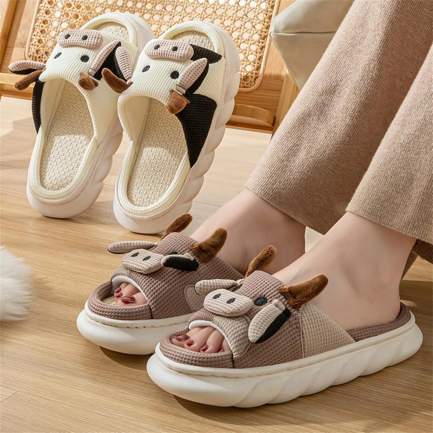 Women's Cute Animal Pig Slippers - Soft, Cosy Four Seasons Home Linen Slippers