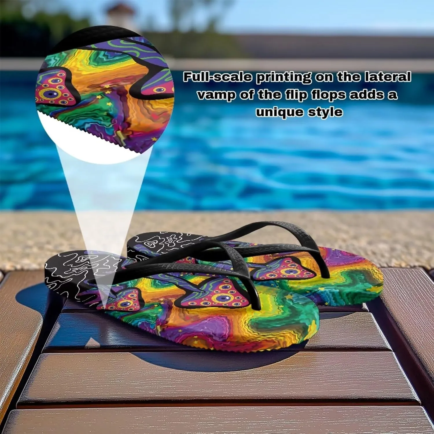 Women's Flip-Flops Colorful Patterns Slippers Women's Casual Sandals Indoor Outdoor