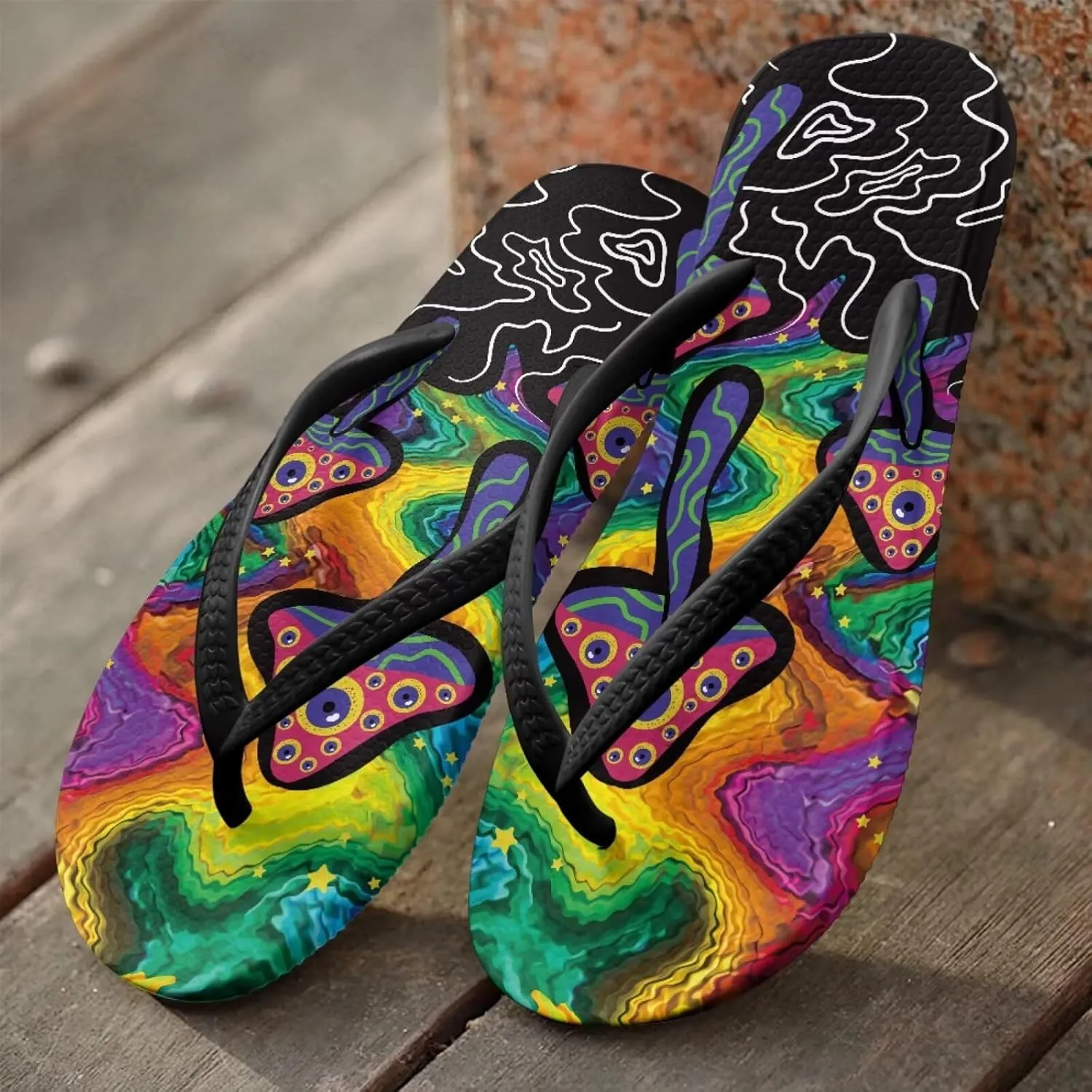 Women's Flip-Flops Colorful Patterns Slippers Women's Casual Sandals Indoor Outdoor