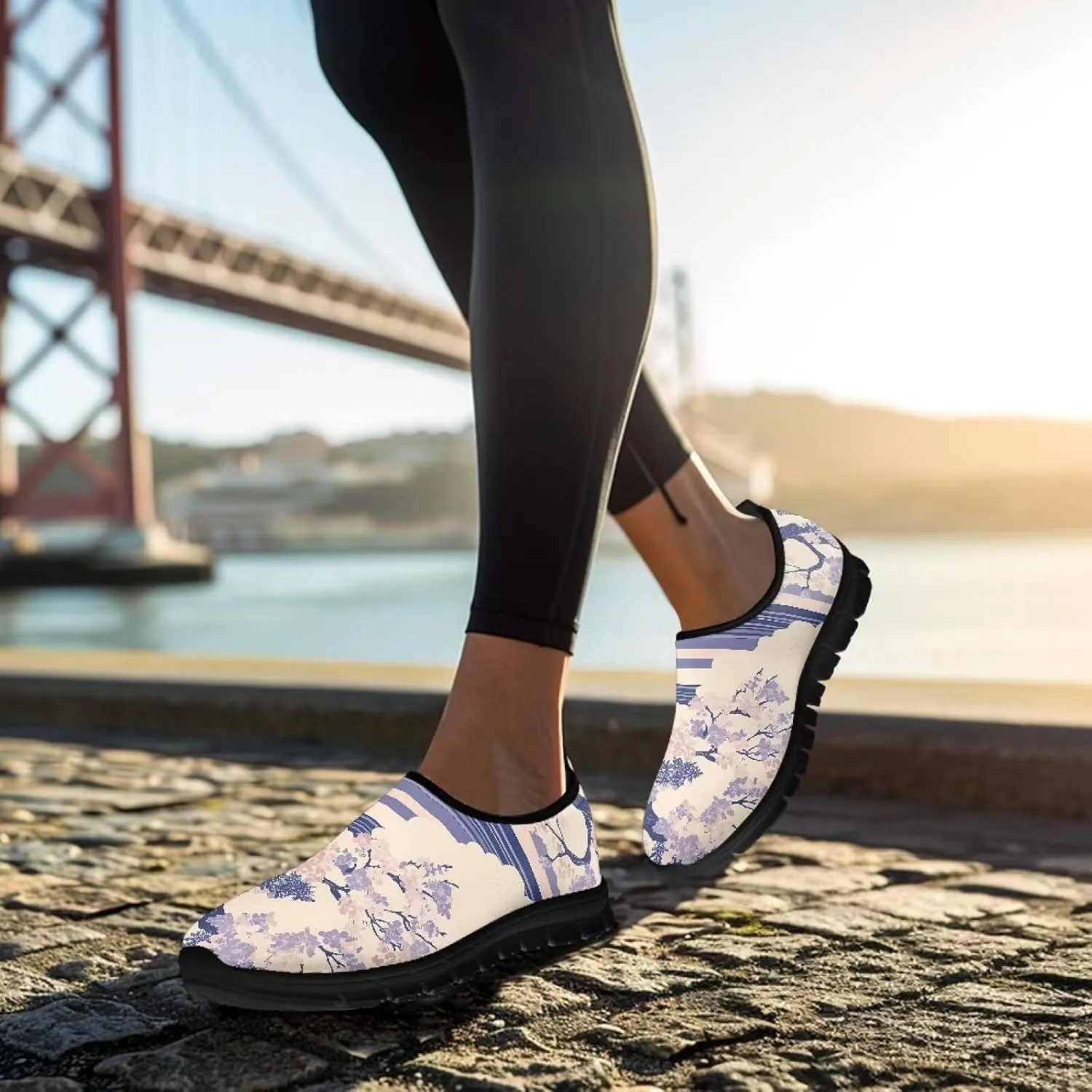 Women's Flower Sneakers Casual Low Top Non-Slip Breathable Slip On Comfortable Walking Sneaker for Women US 5.5-11.5