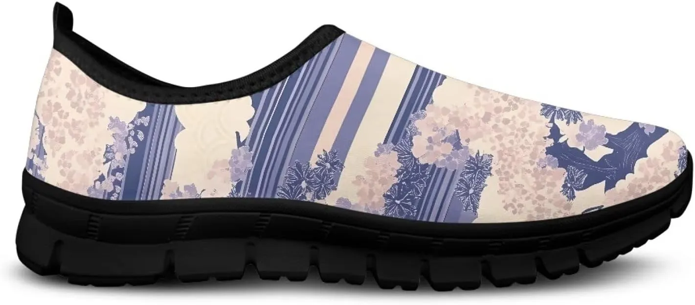 Women's Flower Sneakers Casual Low Top Non-Slip Breathable Slip On Comfortable Walking Sneaker for Women US 5.5-11.5