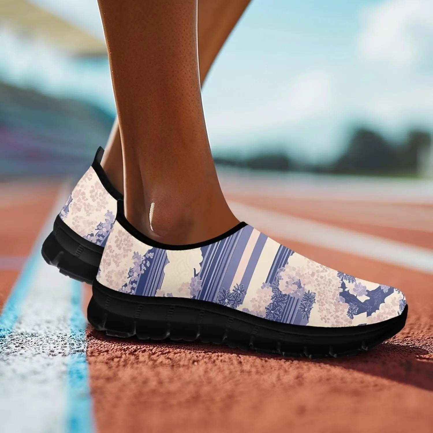 Women's Flower Sneakers Casual Low Top Non-Slip Breathable Slip On Comfortable Walking Sneaker for Women US 5.5-11.5