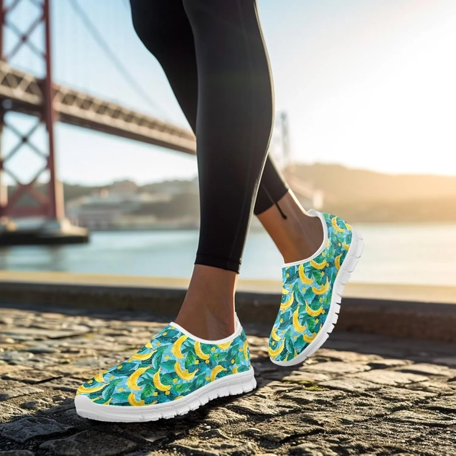 Women's Fruit Print Shoes Low Top Slip On Casual Walking Shoes Comfortable Soft-Soled Sports Running Flat Sneakers