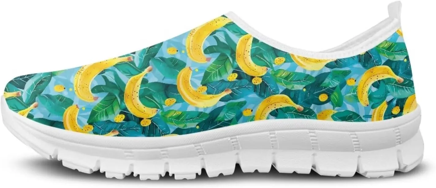 Women's Fruit Print Shoes Low Top Slip On Casual Walking Shoes Comfortable Soft-Soled Sports Running Flat Sneakers