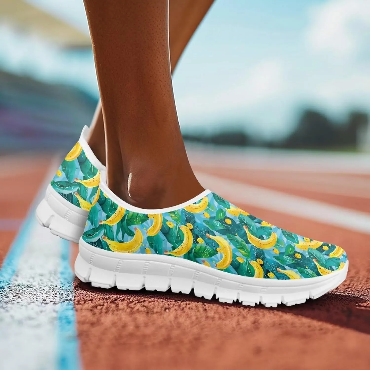 Women's Fruit Print Shoes Low Top Slip On Casual Walking Shoes Comfortable Soft-Soled Sports Running Flat Sneakers