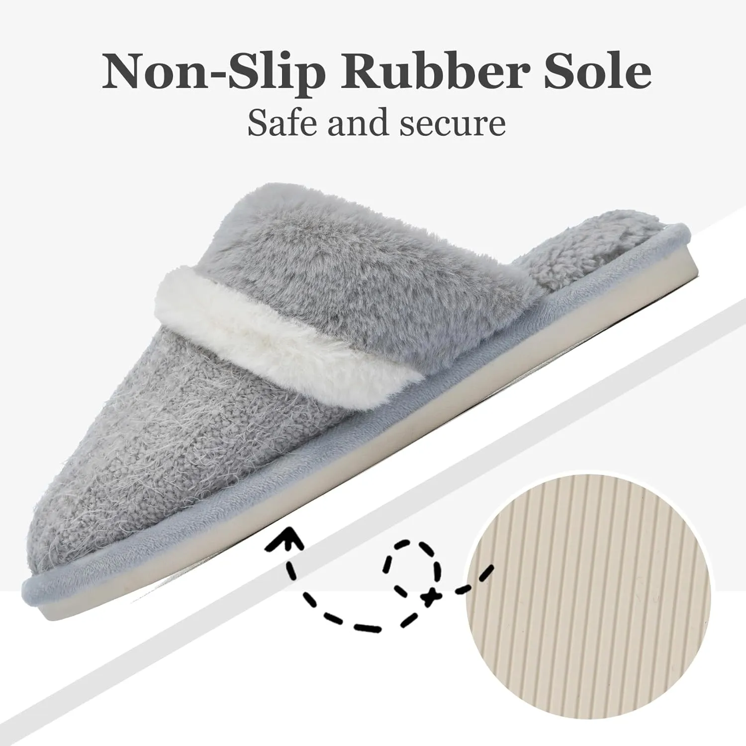 Women's Fuzzy Memory Foam Slippers Warm Gifts Trendy House Slippers Anti-Skid Rubber House Shoes for Women Mom Girlfriend Indoor Outdoor