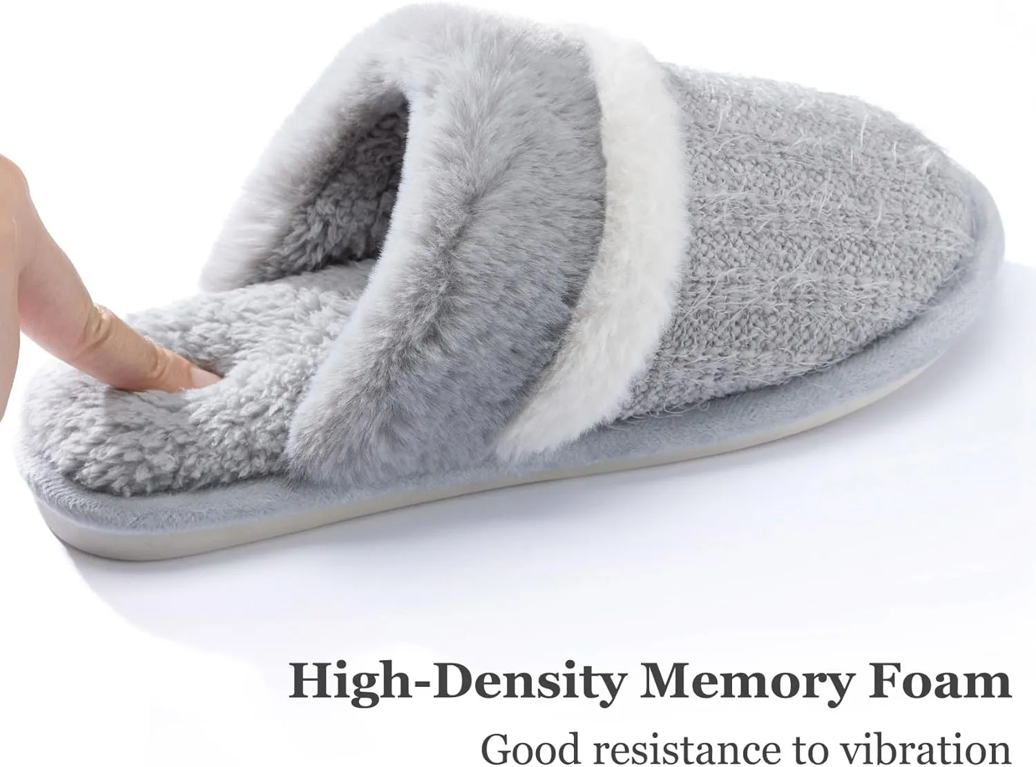 Women's Fuzzy Memory Foam Slippers Warm Gifts Trendy House Slippers Anti-Skid Rubber House Shoes for Women Mom Girlfriend Indoor Outdoor