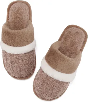 Women's Fuzzy Memory Foam Slippers Warm Gifts Trendy House Slippers Anti-Skid Rubber House Shoes for Women Mom Girlfriend Indoor Outdoor