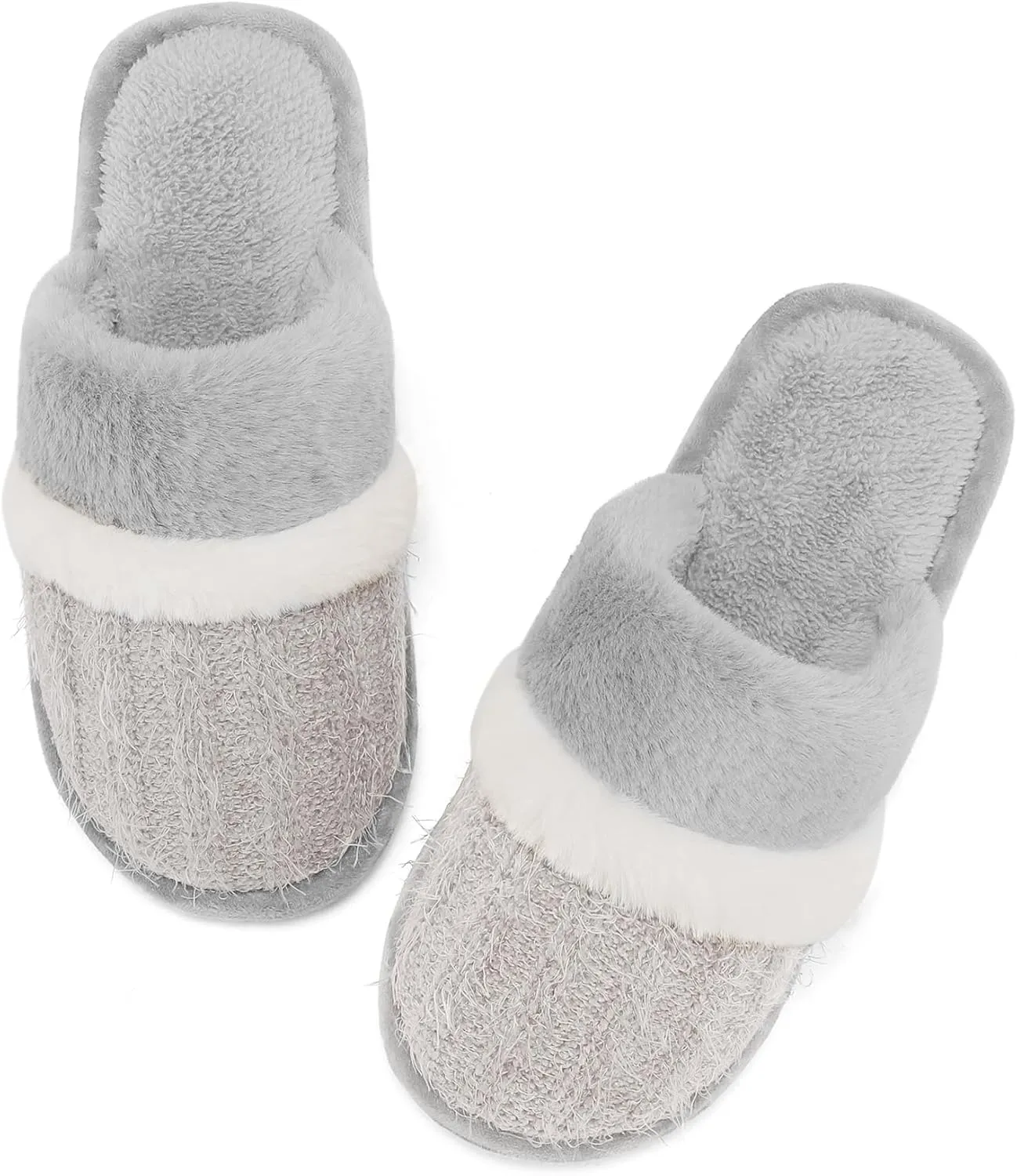 Women's Fuzzy Memory Foam Slippers Warm Gifts Trendy House Slippers Anti-Skid Rubber House Shoes for Women Mom Girlfriend Indoor Outdoor
