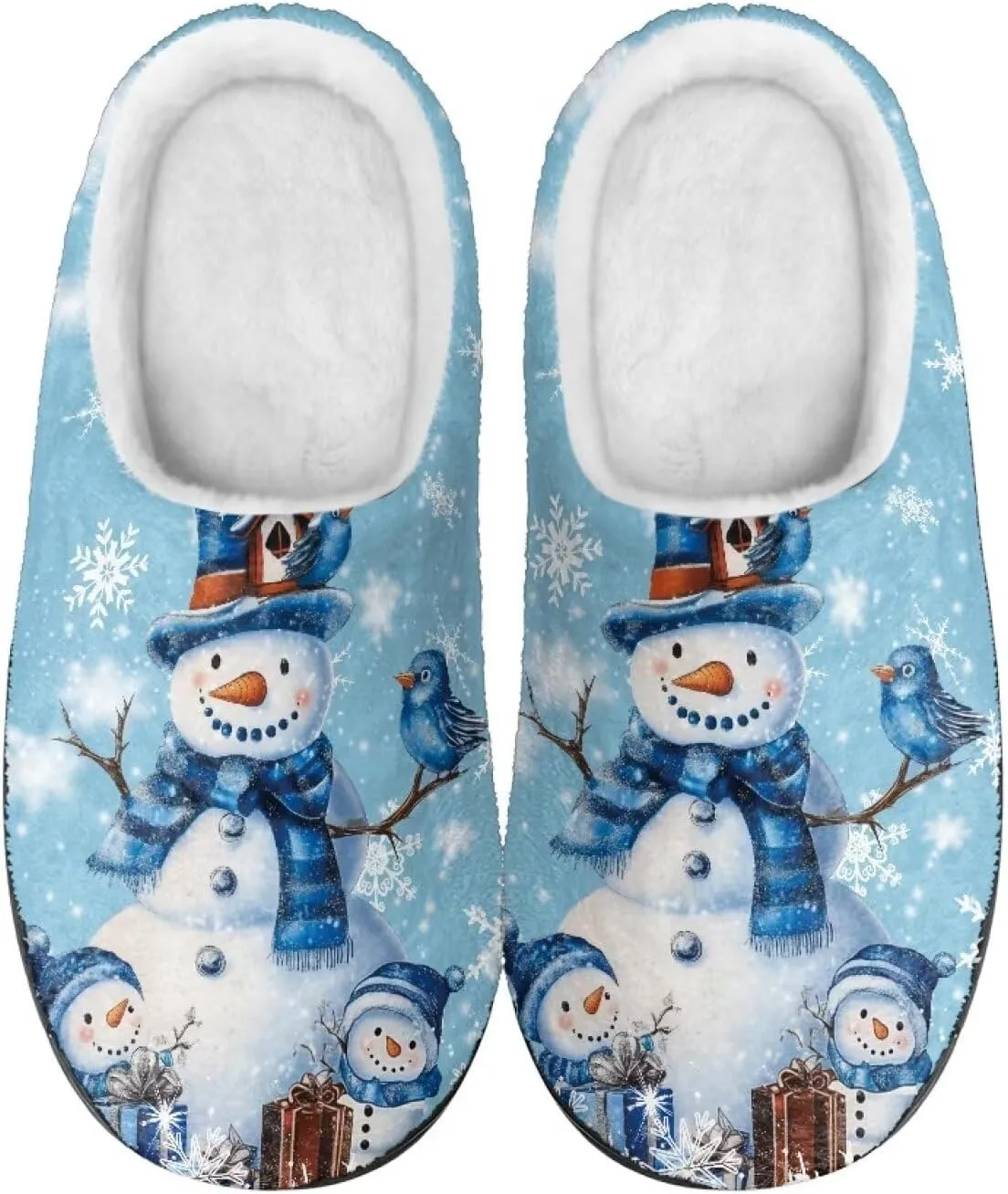 Women's Fuzzy Slip-on Slippers Warm Cozy Soft Lightweight Memory Foam Indoor House Shoes Size 34-50