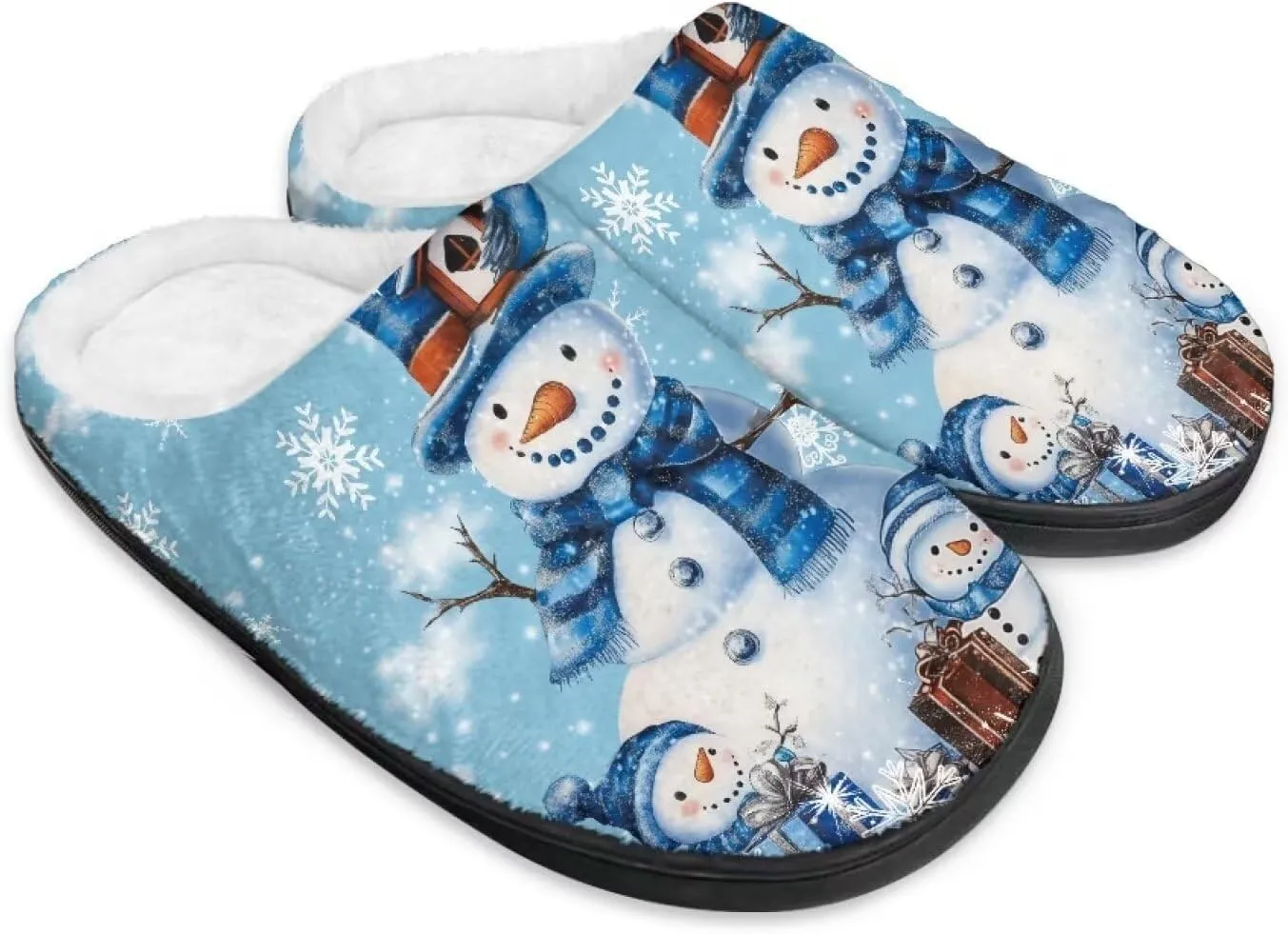 Women's Fuzzy Slip-on Slippers Warm Cozy Soft Lightweight Memory Foam Indoor House Shoes Size 34-50