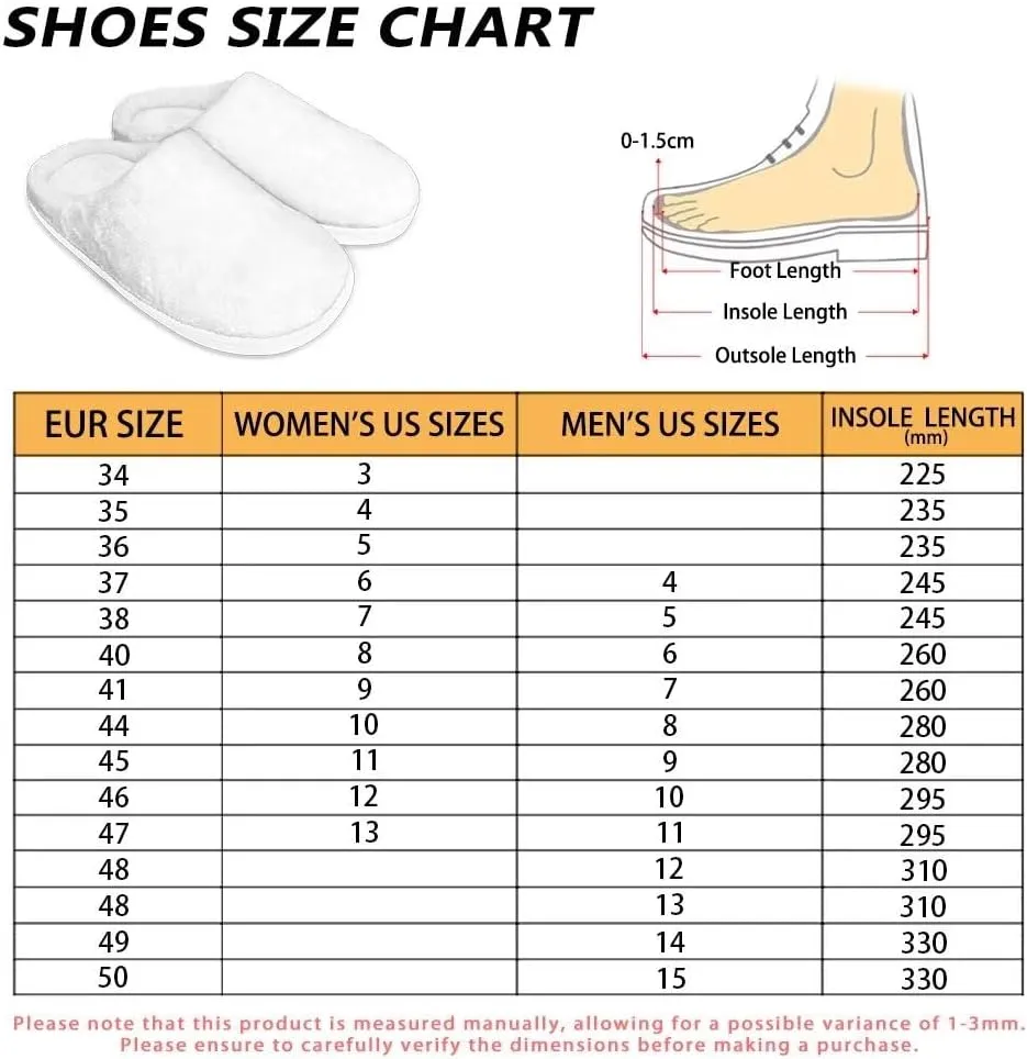 Women's Fuzzy Slip-on Slippers Warm Cozy Soft Lightweight Memory Foam Indoor House Shoes Size 34-50