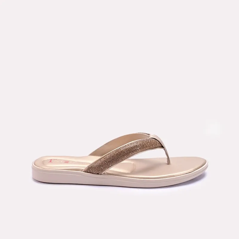 Womens Gold Comfy Casual Flip Flop Slippers 0411578