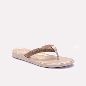 Womens Gold Comfy Casual Flip Flop Slippers 0411578