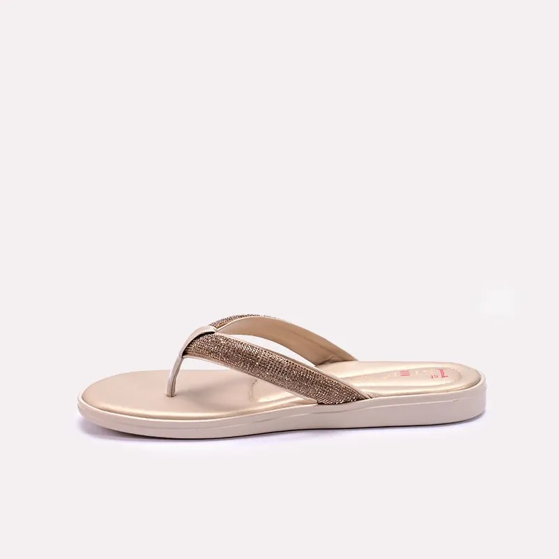 Womens Gold Comfy Casual Flip Flop Slippers 0411578