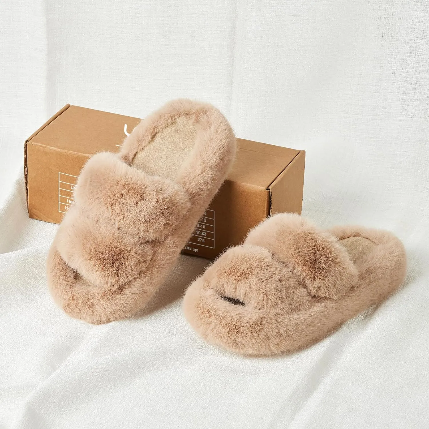 Women's Memory Foam Fluffy Plush Slippers - Cozy Furry Comfy Shoes