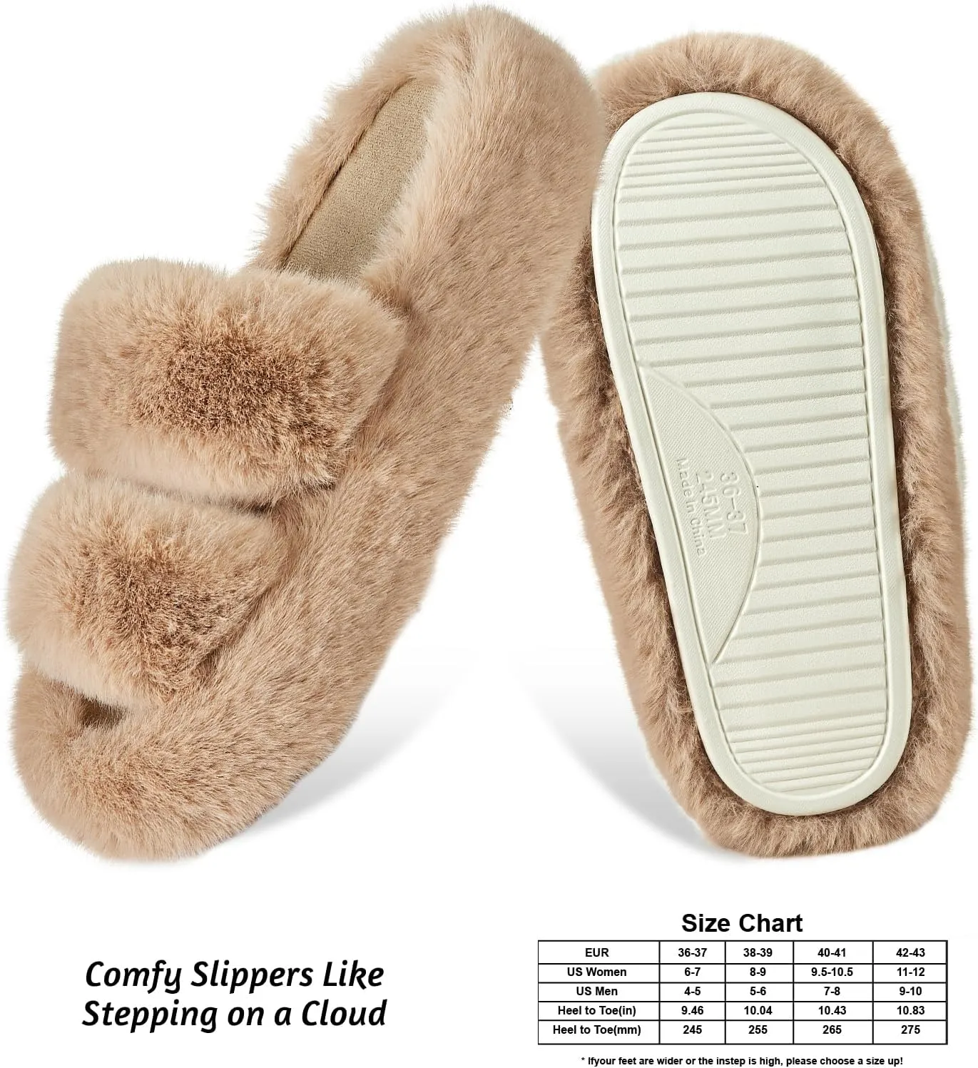 Women's Memory Foam Fluffy Plush Slippers - Cozy Furry Comfy Shoes
