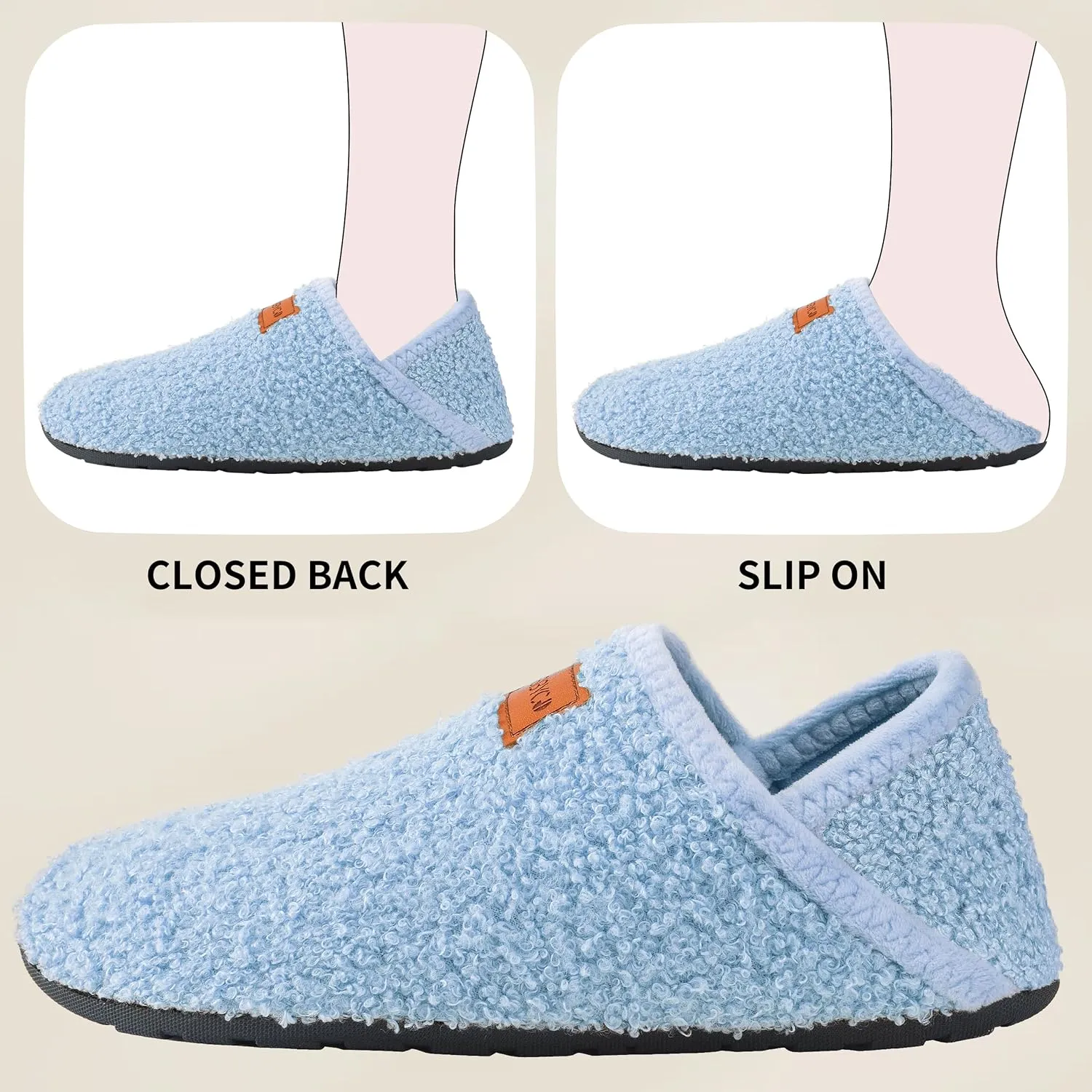 Women's Men's Fuzzy Fur Slippers Casual House Shoes Non Slip Barefoot Slipper Socks Warm Closed Back Indoor Outdoor Shoes