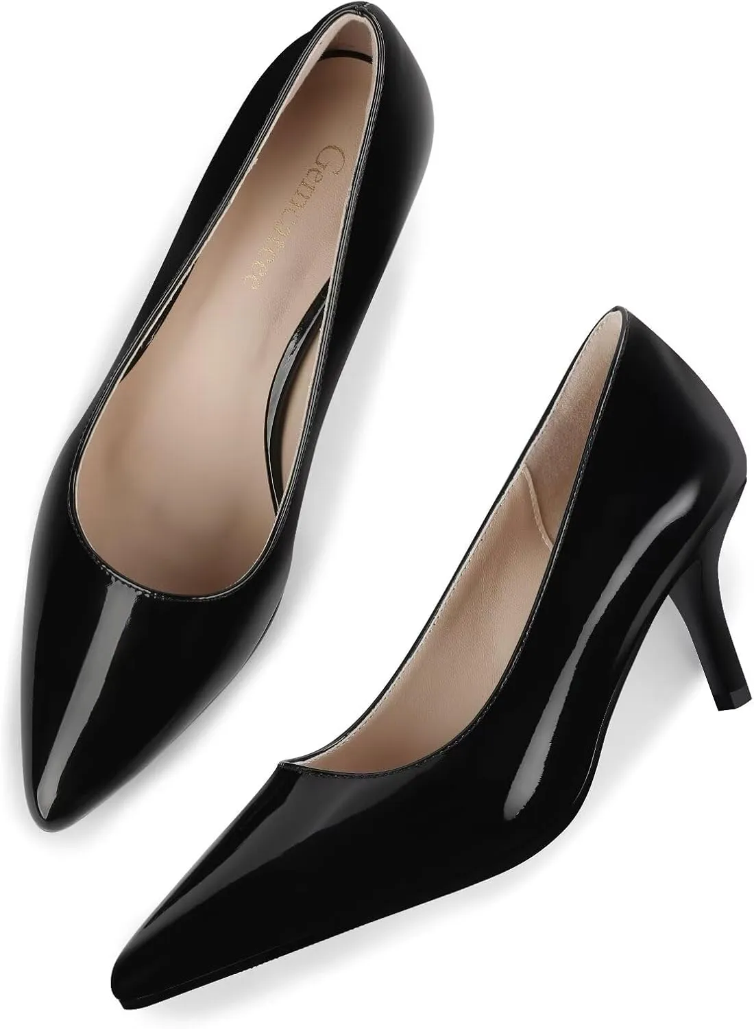 Women's Mid Heel Pumps Stiletto Pointed Toe Slip On Shoes 7cm/2.76" Kitten Heel for Wedding Party Daily Dress Shoes