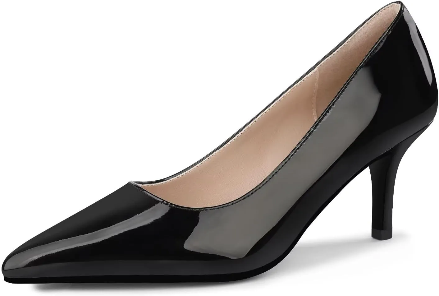 Women's Mid Heel Pumps Stiletto Pointed Toe Slip On Shoes 7cm/2.76" Kitten Heel for Wedding Party Daily Dress Shoes