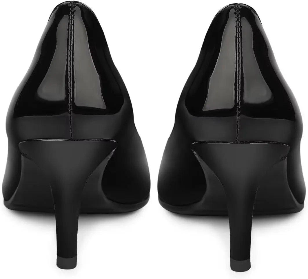 Women's Mid Heel Pumps Stiletto Pointed Toe Slip On Shoes 7cm/2.76" Kitten Heel for Wedding Party Daily Dress Shoes
