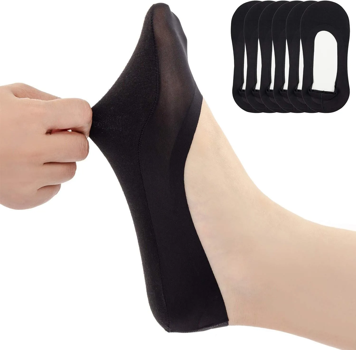 Womens No Show Thin Socks Cotton Nylon Low Cut Liner Non Slip hidden Invisible Socks for Flats Sneaker 4-6 pack