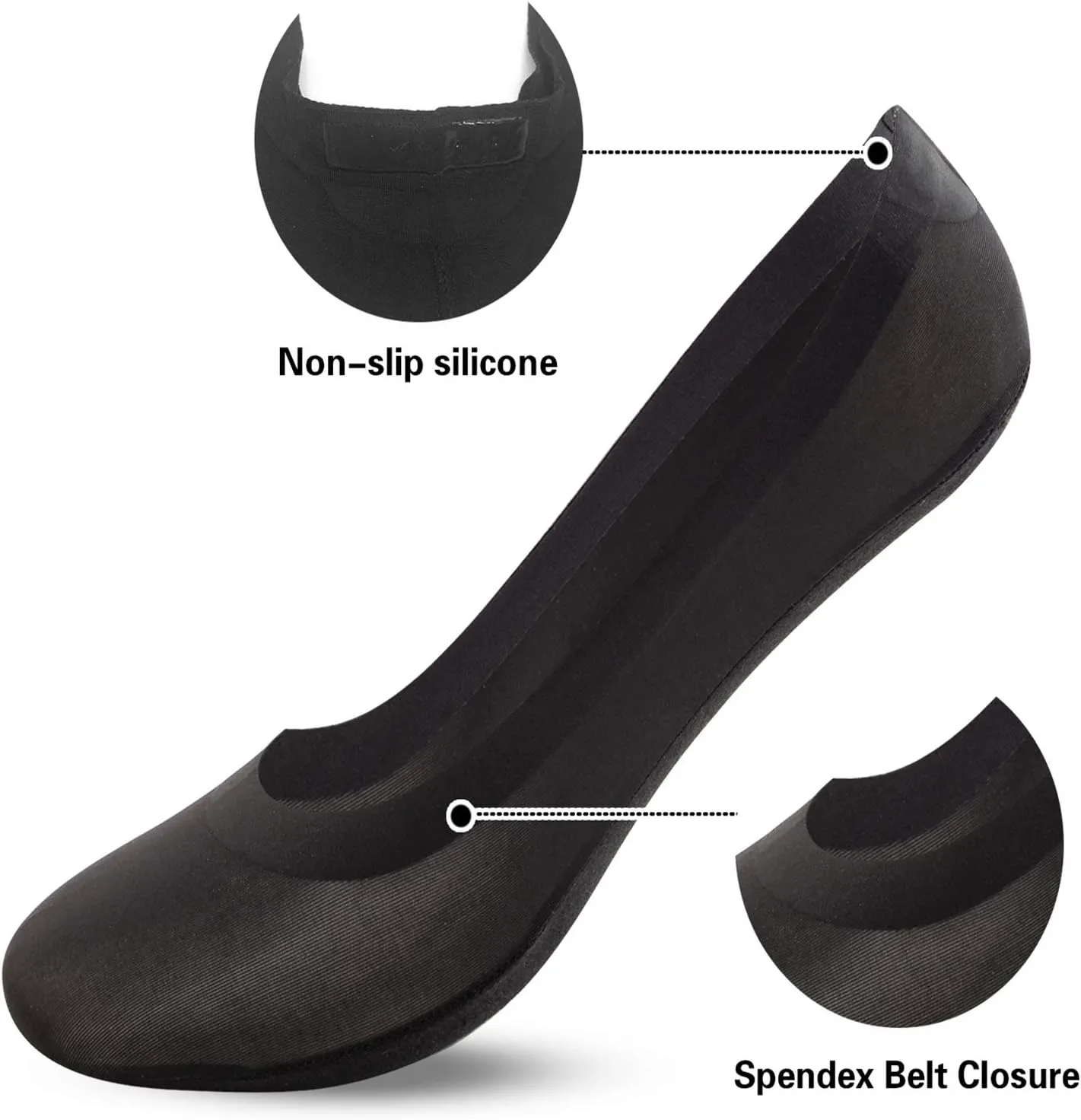 Womens No Show Thin Socks Cotton Nylon Low Cut Liner Non Slip hidden Invisible Socks for Flats Sneaker 4-6 pack