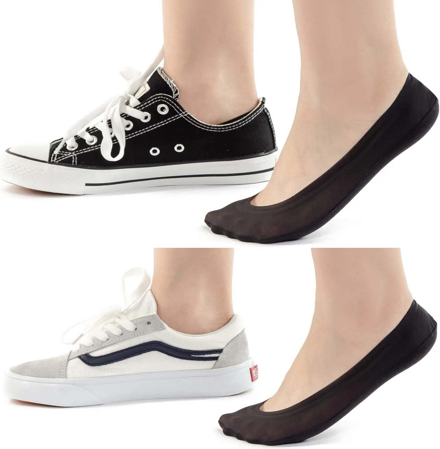 Womens No Show Thin Socks Cotton Nylon Low Cut Liner Non Slip hidden Invisible Socks for Flats Sneaker 4-6 pack