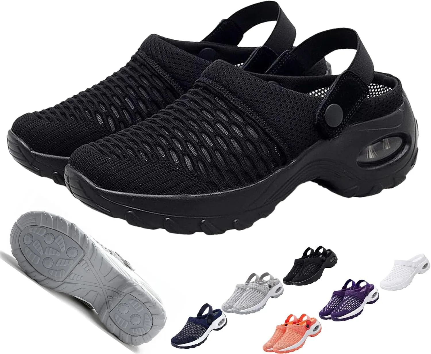 Women's Orthopedic Clogs with Air Cushion Support, Slip on Lightweight Beach Shoes Outdoor Slippers Walking Shoes