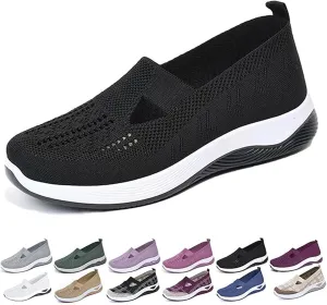 Womens Orthopedic Shoes Slip on Walkingshoes Mesh Breathable Soft Woven Shoe Non-Slip Footwear Lightweight Comfortable Arch Support Sneakers