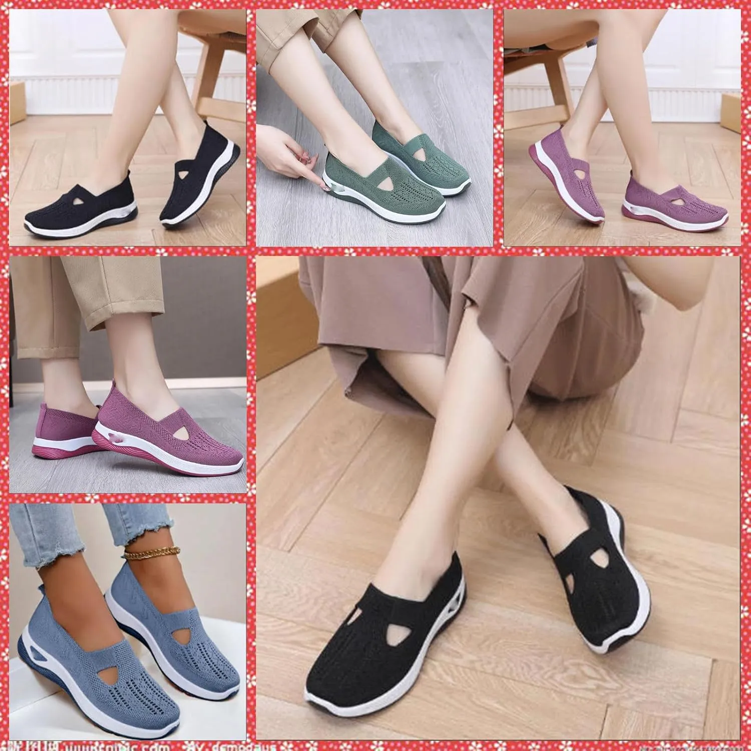Women's Orthopedic Slip-On Shoes, Breathable Woven Comfort Sneakers with Arch Support, Soft Foam Sole for Walking, Non-Slip Casual Summer Shoes for