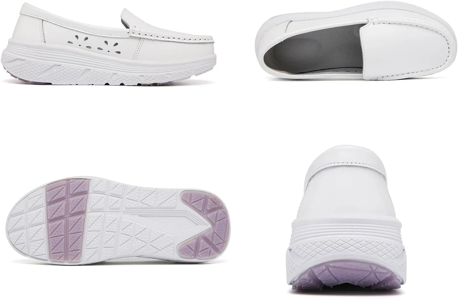Women's Platform Orthopedic Nurse Working Shoes,Comfortable Breathable Slip On Anti-Slip Nursing Restaurant Work Leather Walking Loafers