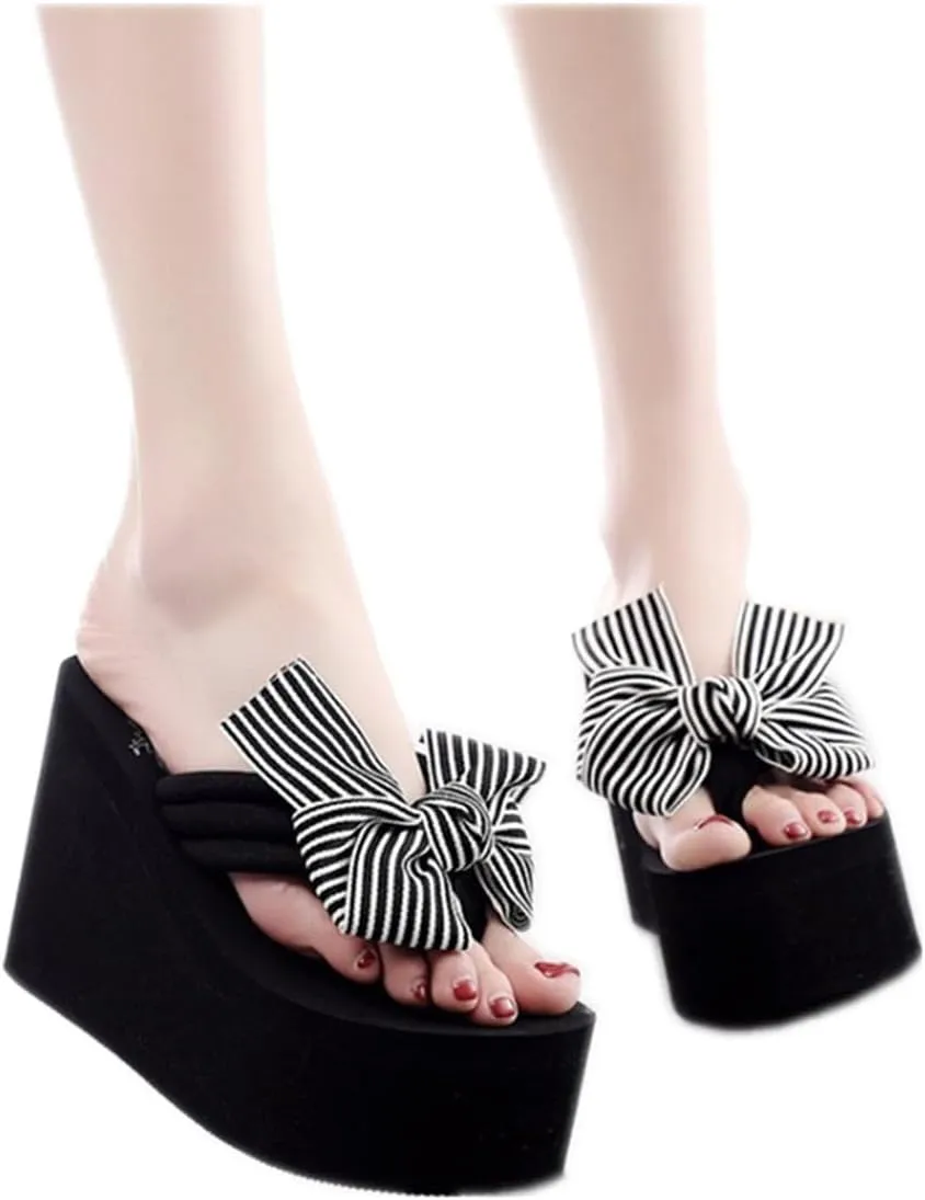 Womens Platform Wedge Flip Flops Chunky High Heel Sandals Beach Thong Heeled Sandal Slippers for Women