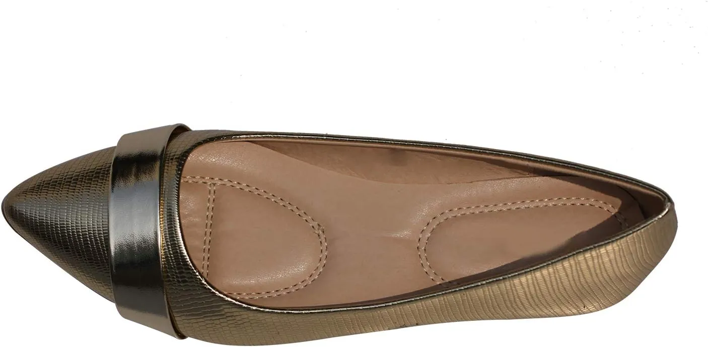 Women's Slip on Flats Pointy Toe Boat Band Decor Patent Leather Wedding Ballet Shoe