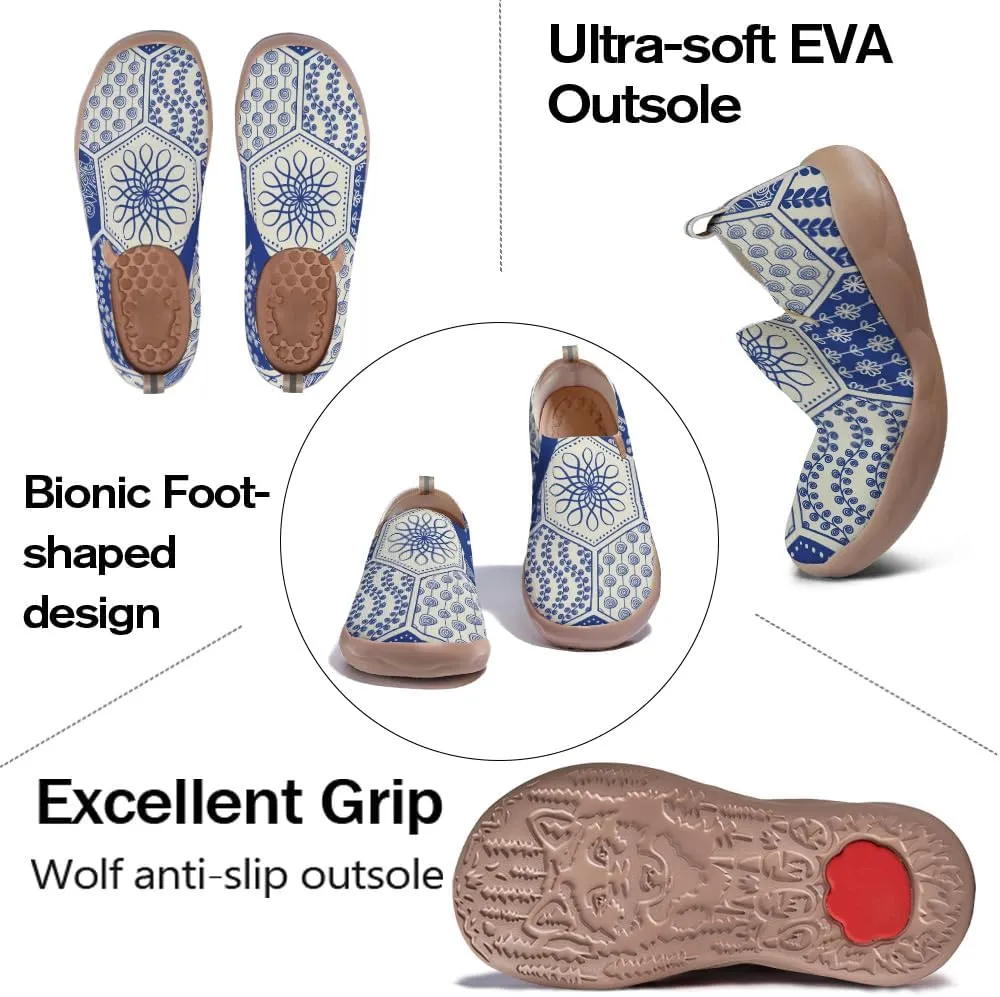 Women's Slip-On Loafers Painted Travel Shoes Walking Breathable Knit Mesh Ladies Fashion Art Sneaker