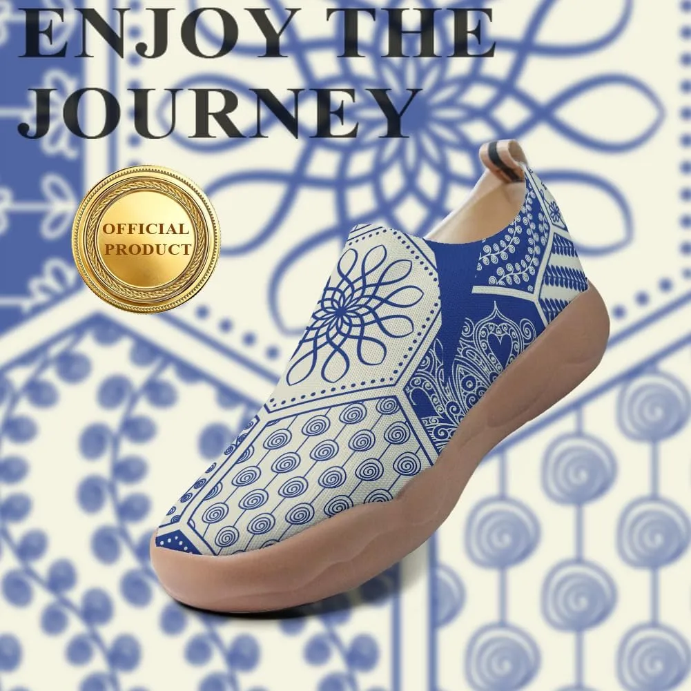 Women's Slip-On Loafers Painted Travel Shoes Walking Breathable Knit Mesh Ladies Fashion Art Sneaker