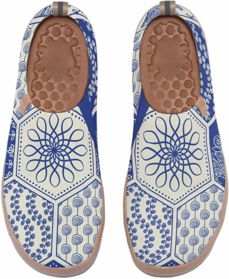 Women's Slip-On Loafers Painted Travel Shoes Walking Breathable Knit Mesh Ladies Fashion Art Sneaker