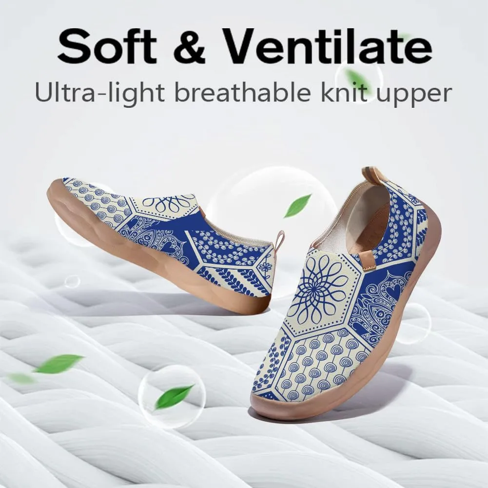 Women's Slip-On Loafers Painted Travel Shoes Walking Breathable Knit Mesh Ladies Fashion Art Sneaker