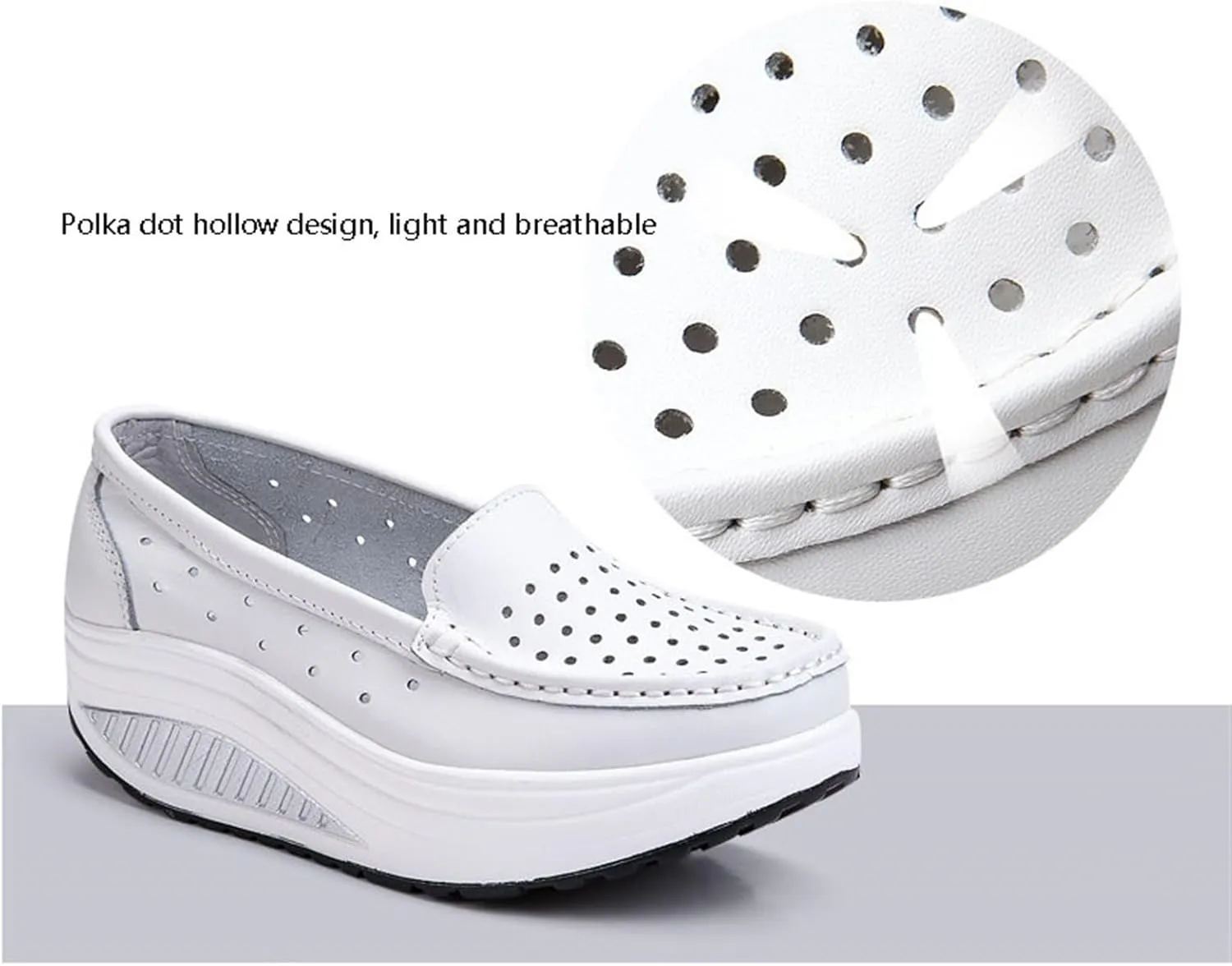 Womens Slip-On Orthopedic Nursing Shoes, Women's Summer Hollow Breathable Platform Non-Slip Nurse Shoes, Shoes for Standing All Day for Women Hospital Work