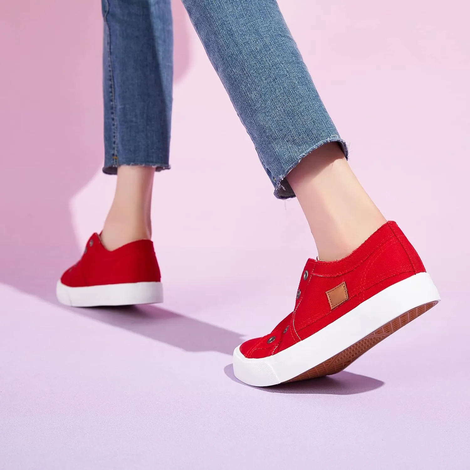 Women's Slip on Shoes Non Slip Fashion Canvas Sneakers Low Top Casual Shoes