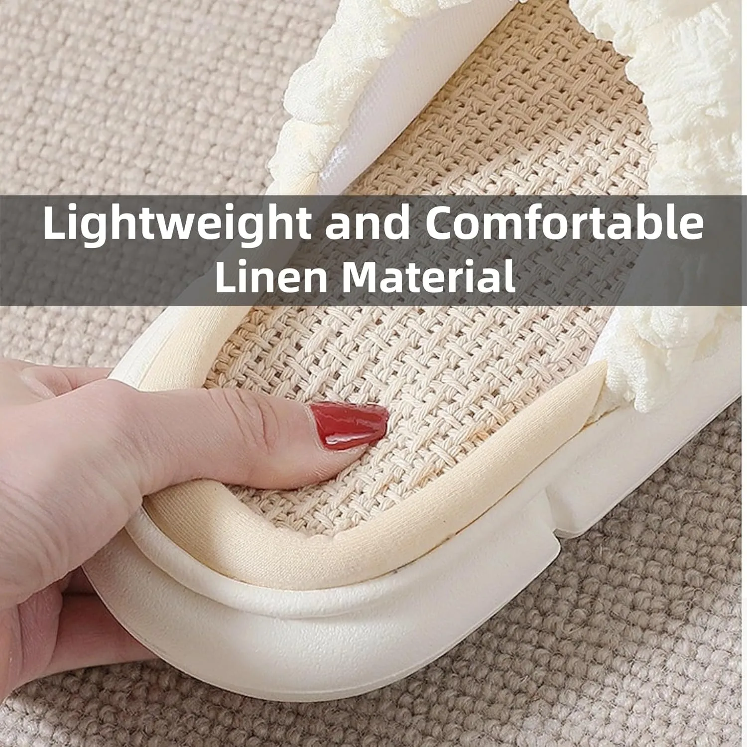 Women's Slippers for Indoor Linen Lightweight Cozy Soft Non Slip Slippers Flooring Anti Slip Household Slippers Home Slippers Bedroom Shoes Slippers