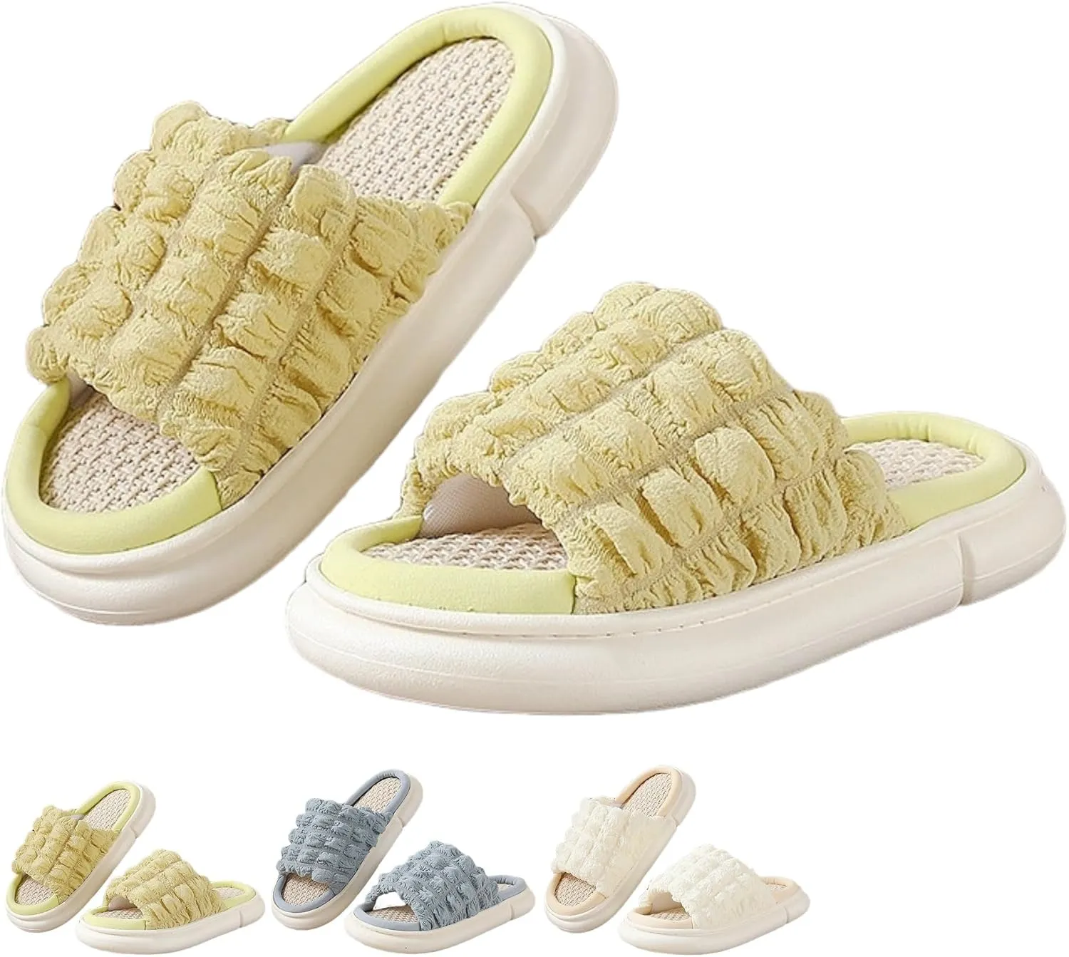 Women's Slippers for Indoor Linen Lightweight Cozy Soft Non Slip Slippers Flooring Anti Slip Household Slippers Home Slippers Bedroom Shoes Slippers