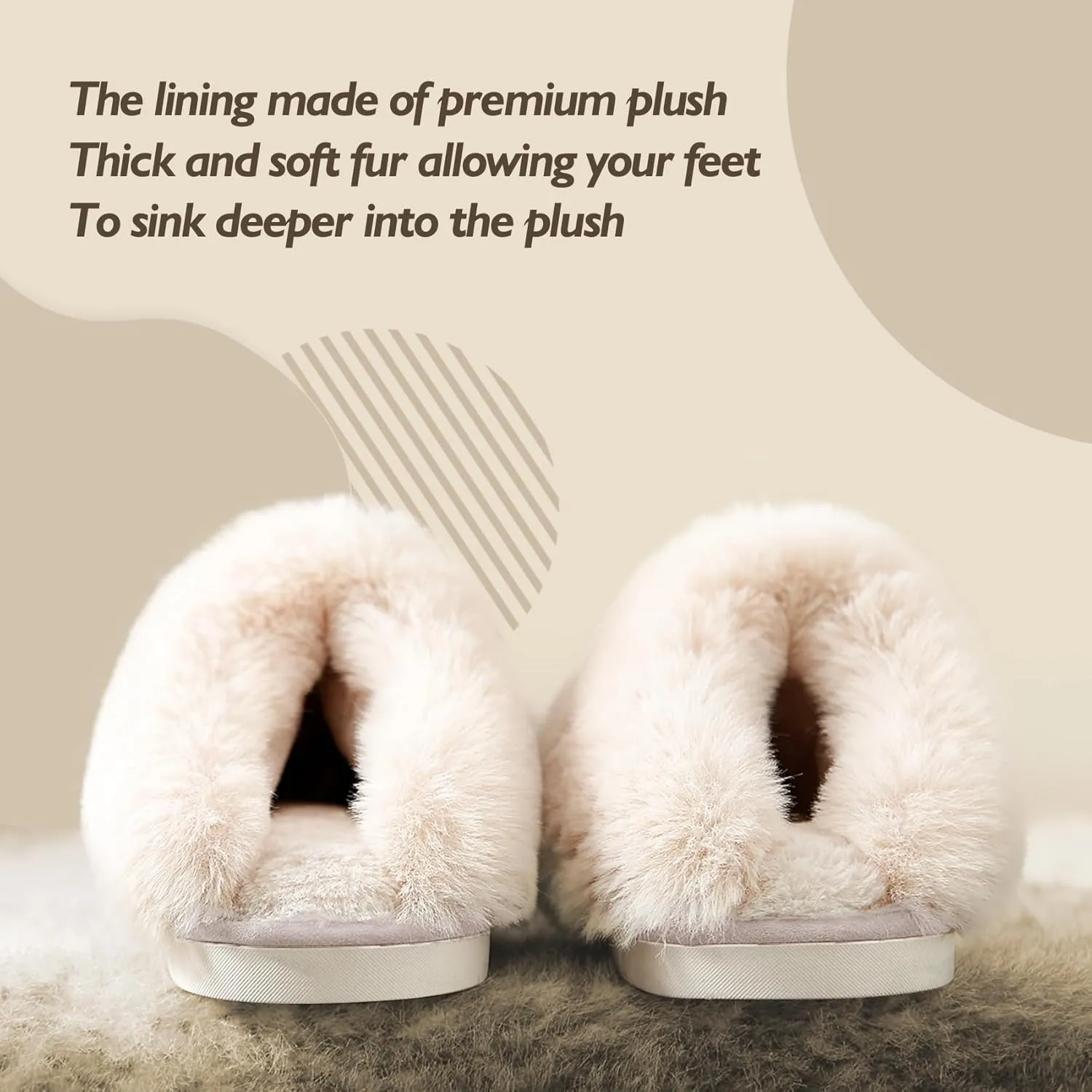 Womens Slippers Memory Foam Fluffy Fur Soft Slippers Warm House Shoes Indoor Outdoor Winter
