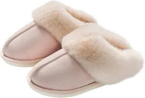 Womens Slippers Memory Foam Fluffy Fur Soft Slippers Warm House Shoes Indoor Outdoor Winter