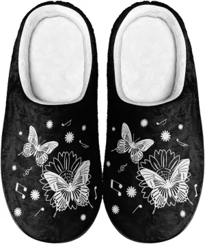 Womens Slippers Warm House Slippers Black Scuff Slippers Slipper On Slippers for Indoor and Outdoor