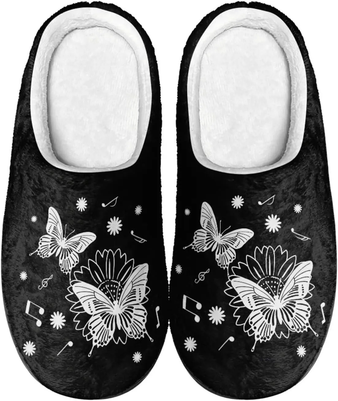Womens Slippers Warm House Slippers Black Scuff Slippers Slipper On Slippers for Indoor and Outdoor