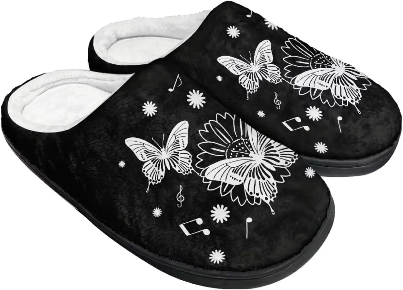 Womens Slippers Warm House Slippers Black Scuff Slippers Slipper On Slippers for Indoor and Outdoor