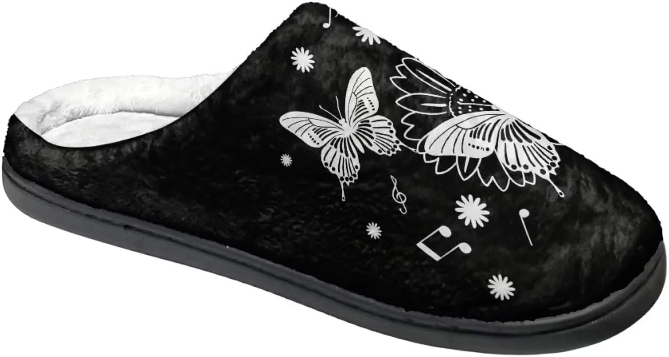 Womens Slippers Warm House Slippers Black Scuff Slippers Slipper On Slippers for Indoor and Outdoor
