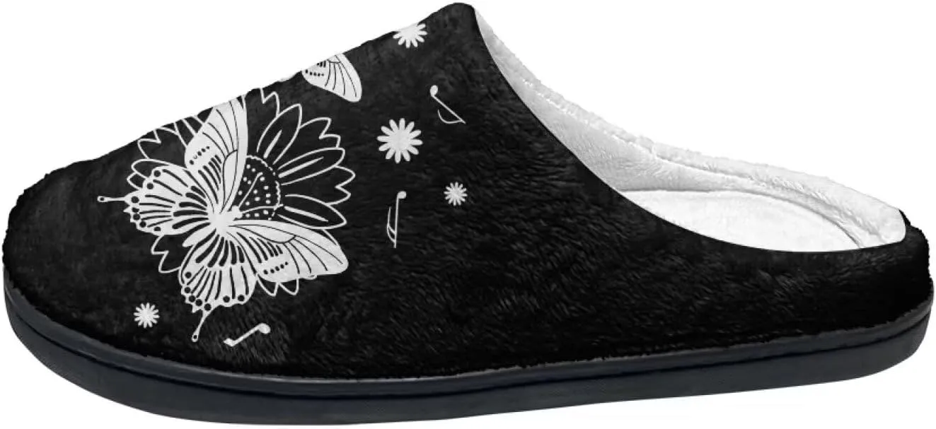 Womens Slippers Warm House Slippers Black Scuff Slippers Slipper On Slippers for Indoor and Outdoor