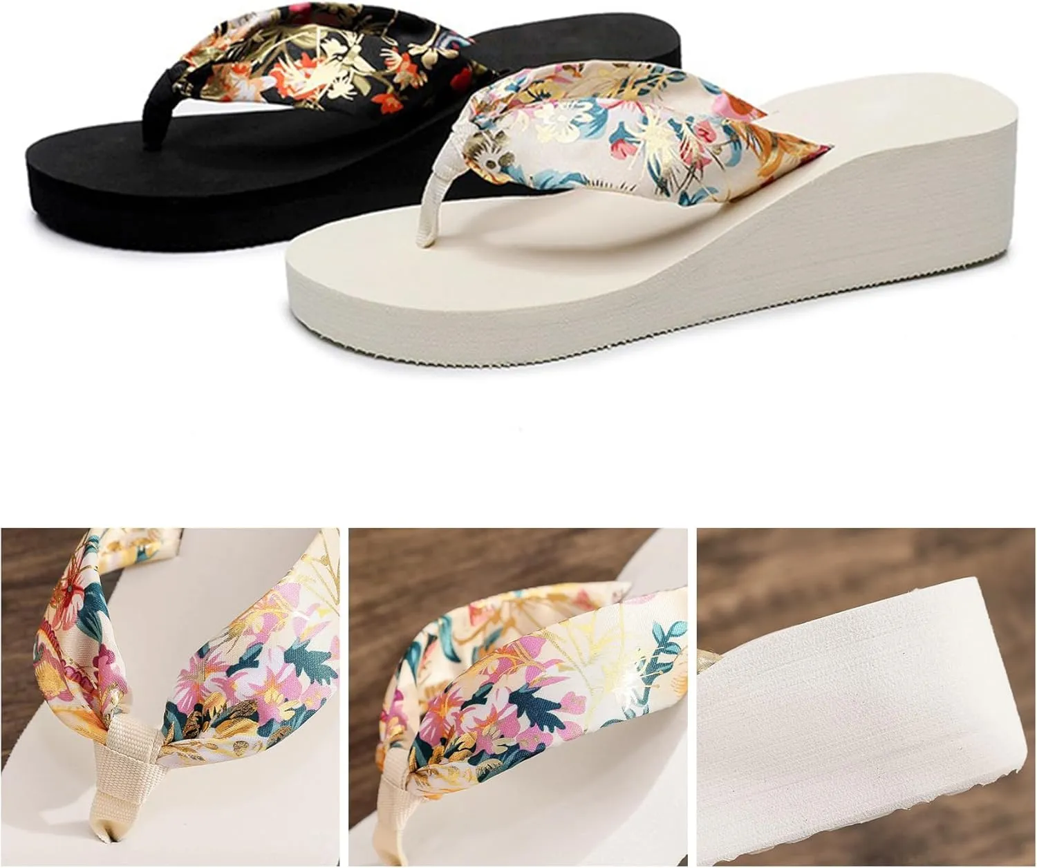 Women's Slope Heel Slippers Thongs Slippers Women's Thick Bottom Leisure Vacation Beach Slippers Seaside Thongs Slippers
